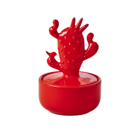 Red Cactus Porcelain Trinket Pot By Rice DK